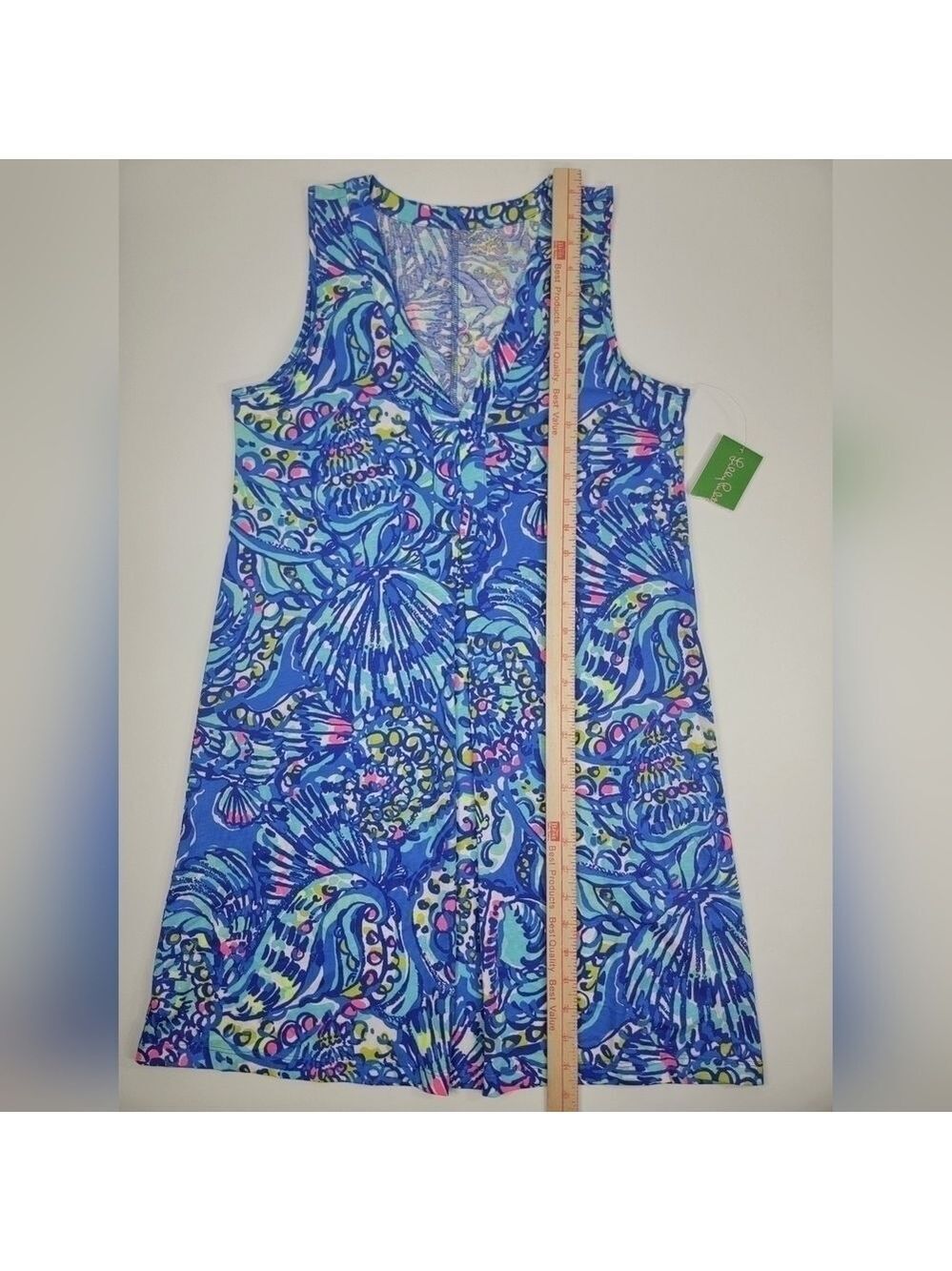 NEW Lilly Pulitzer Amina Dress Brilliant Blue Ceviche Reduced Sleeveless Pima S - Picture 10 of 11